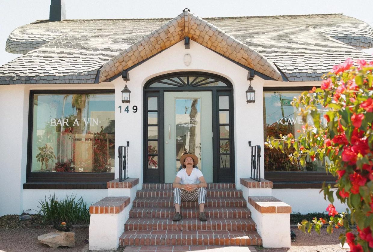 Chef Derek Christensen on the steps of Sauvage Wine Bar.