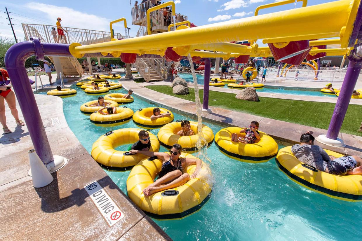 Inner tubes on a lazy river.