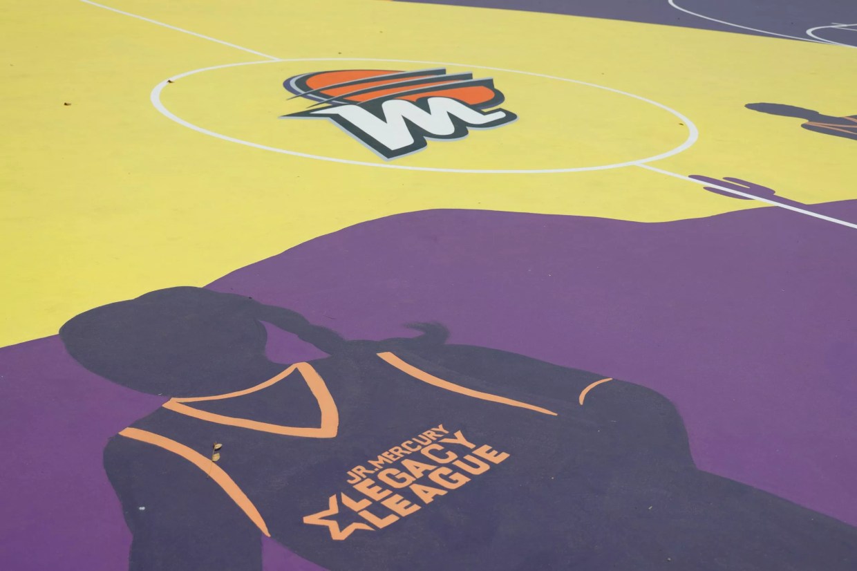 A basketball-themed mural.