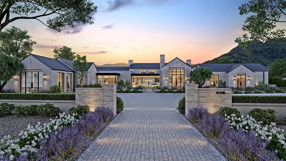 A rendering of a luxury home.