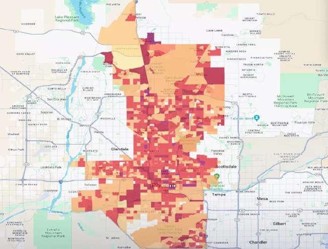 A heat map of Phoenix