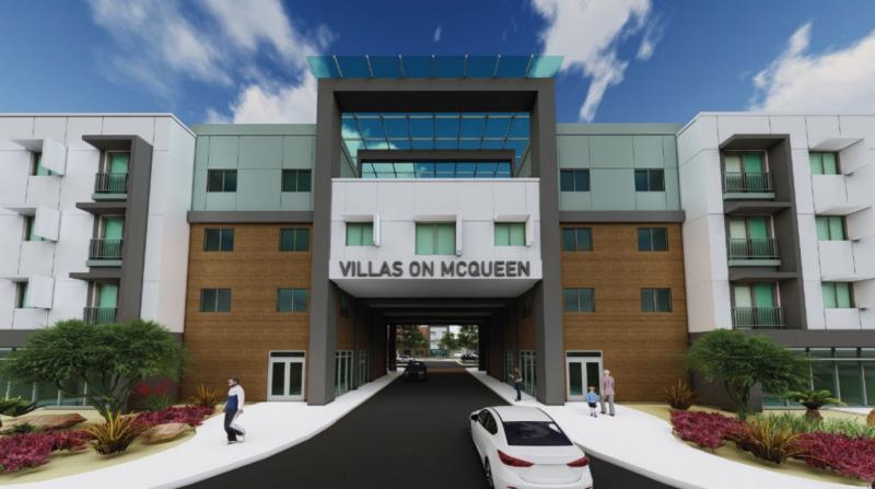 A rendering of an apartment complex