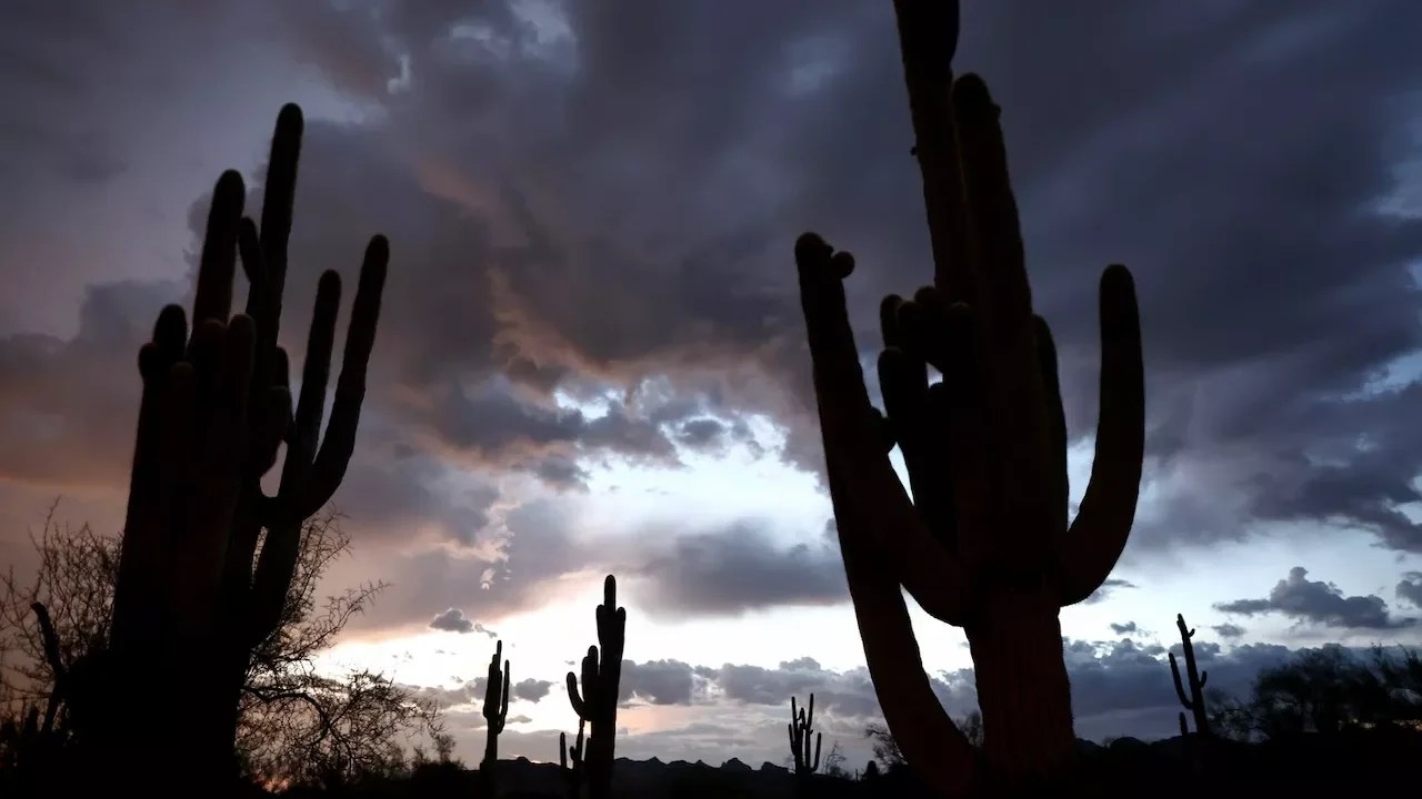 monsoon season clouds pass near Apache Junction, Arizona