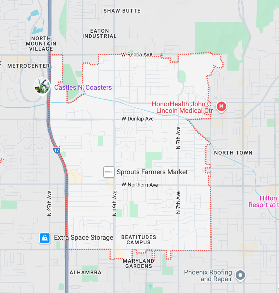 a map of the 85021 zip code in arizona