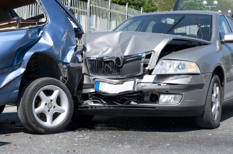 two cars that have crashed into each other