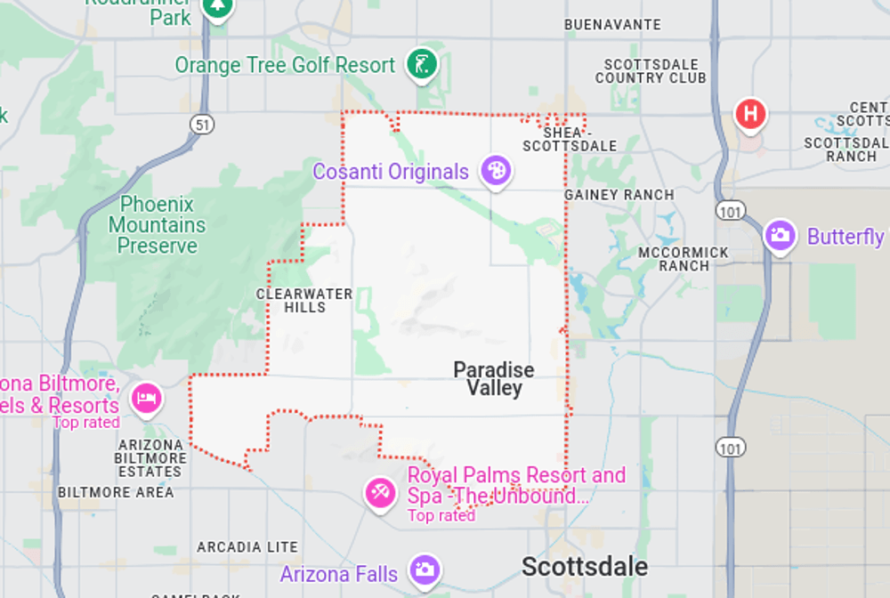 A map of the 85253 zip code