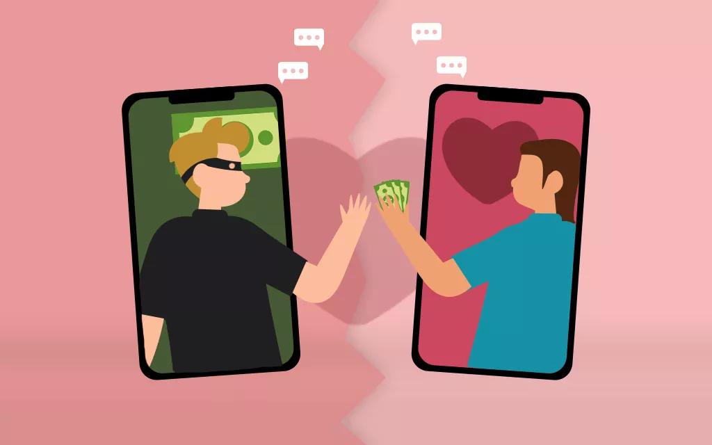 A graphic depicting a romance scam.