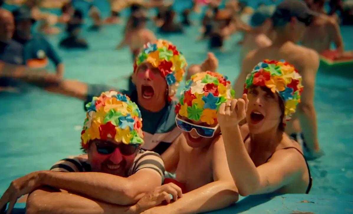 People in bathing caps.