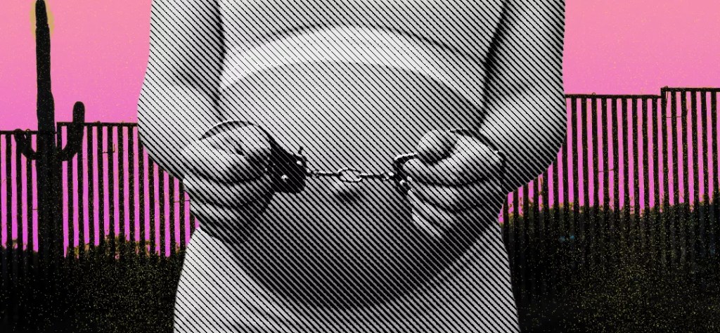 a pregnant woman in handcuffs