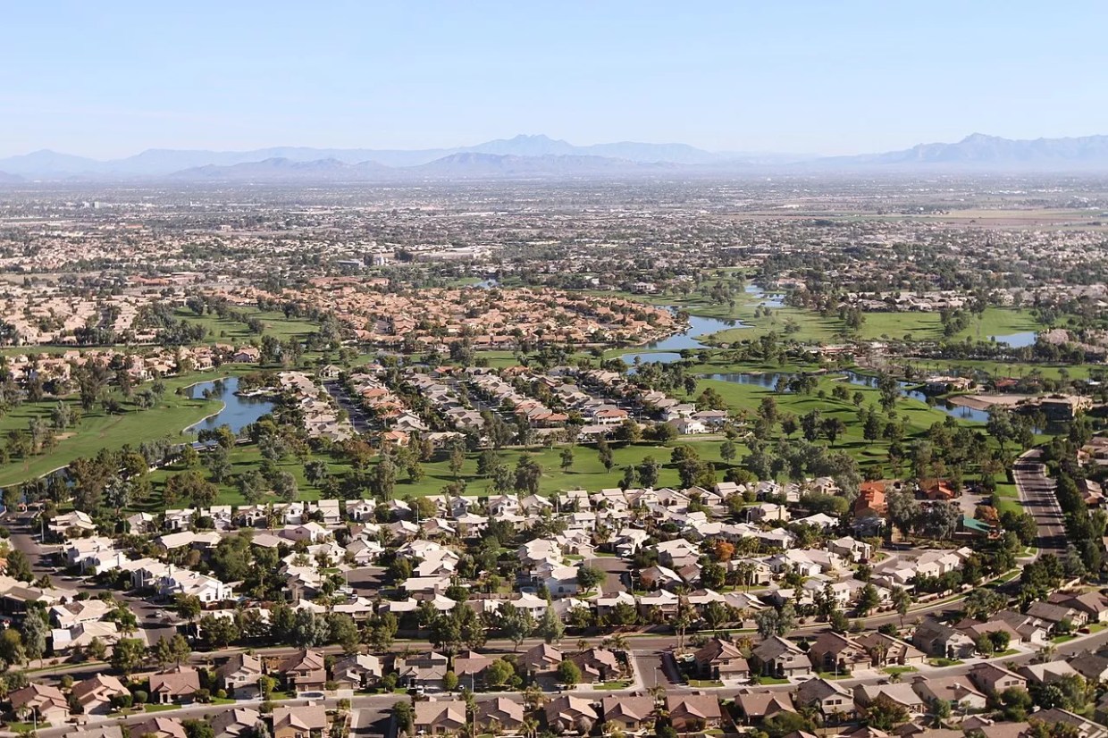 residential neighborhoods in arizona seen from above