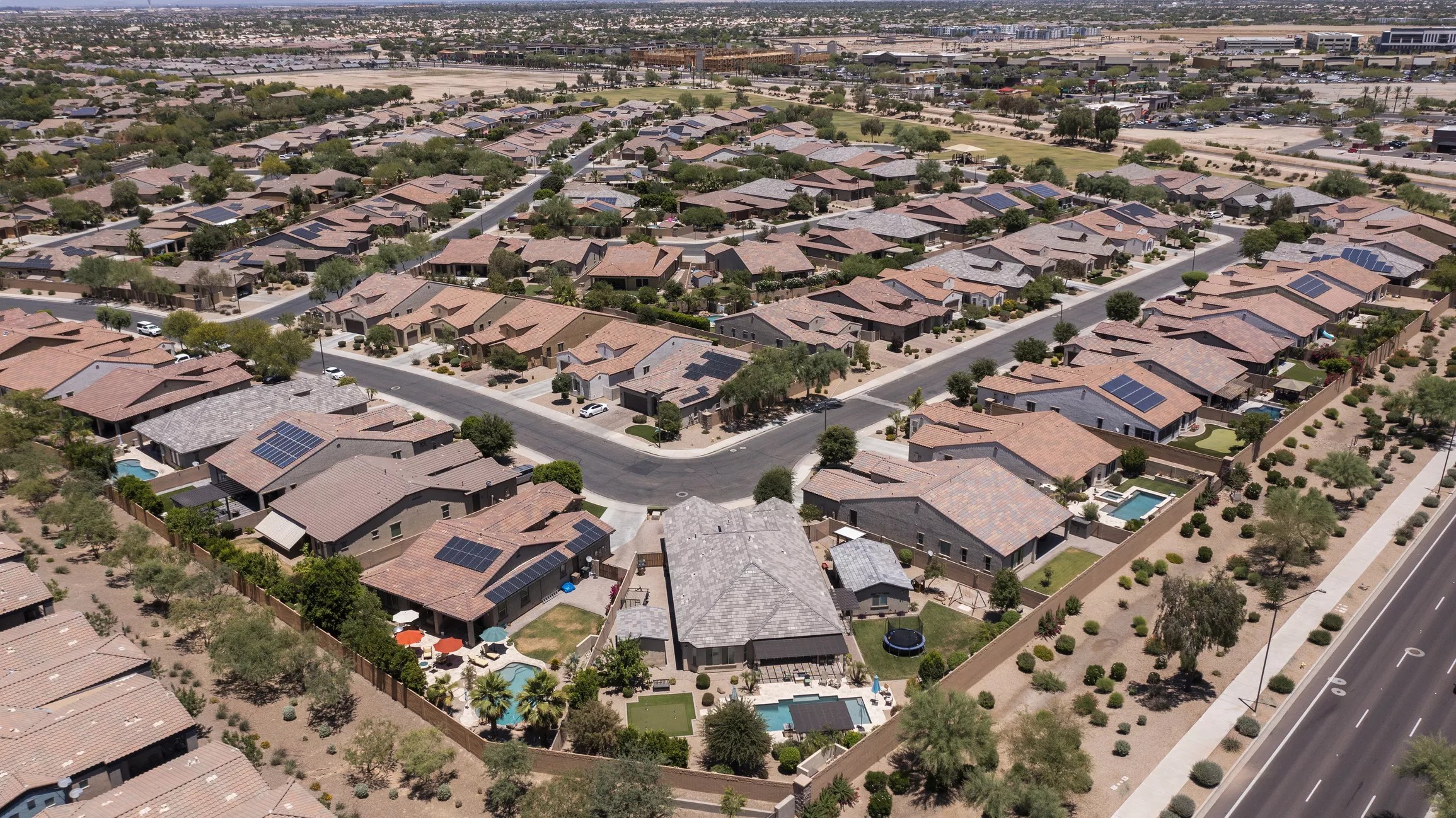 a housing development seen from above