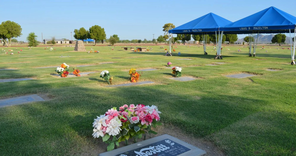 a cemetery on a sunny day