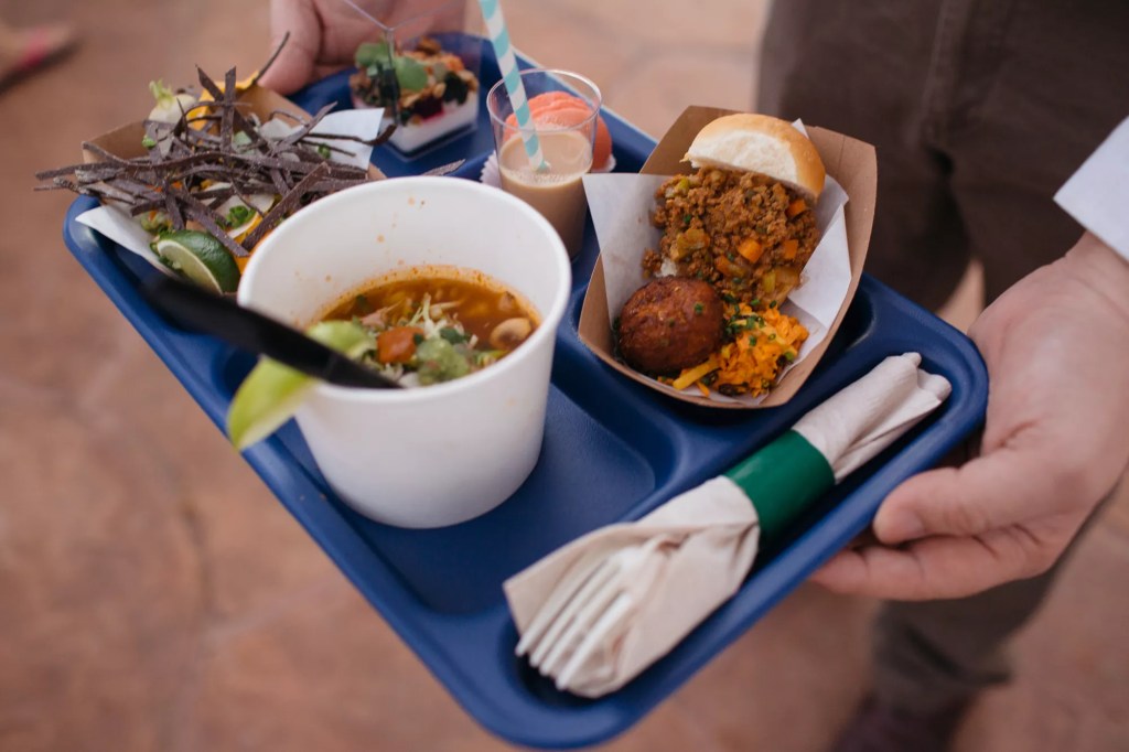 Blue Watermelon Project meal on a lunch tray.